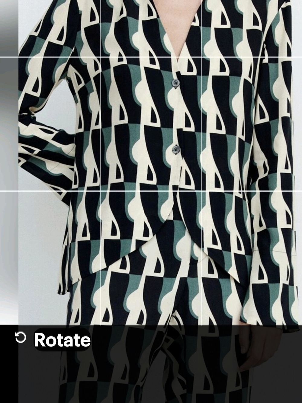 Zara Geometric Print Blazer in Black, Teal & Cream